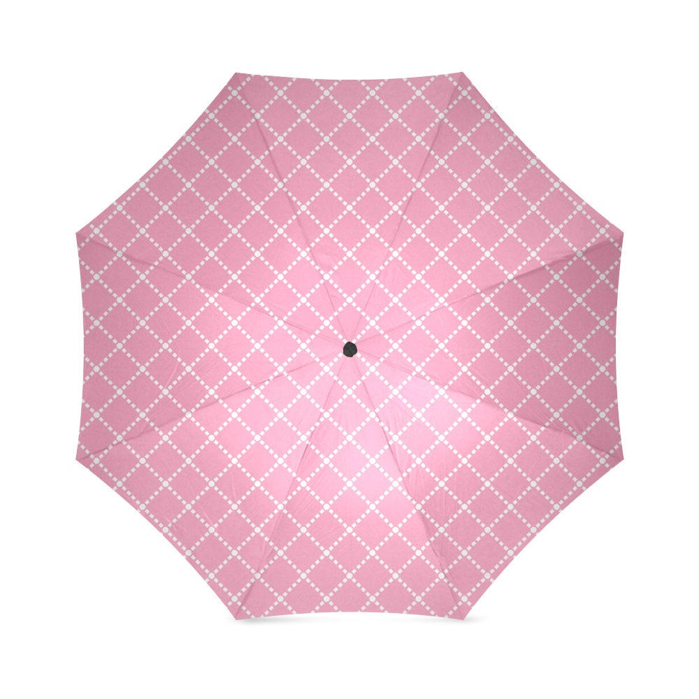Pink Diagonal Grid Foldable Umbrella (Model U01)