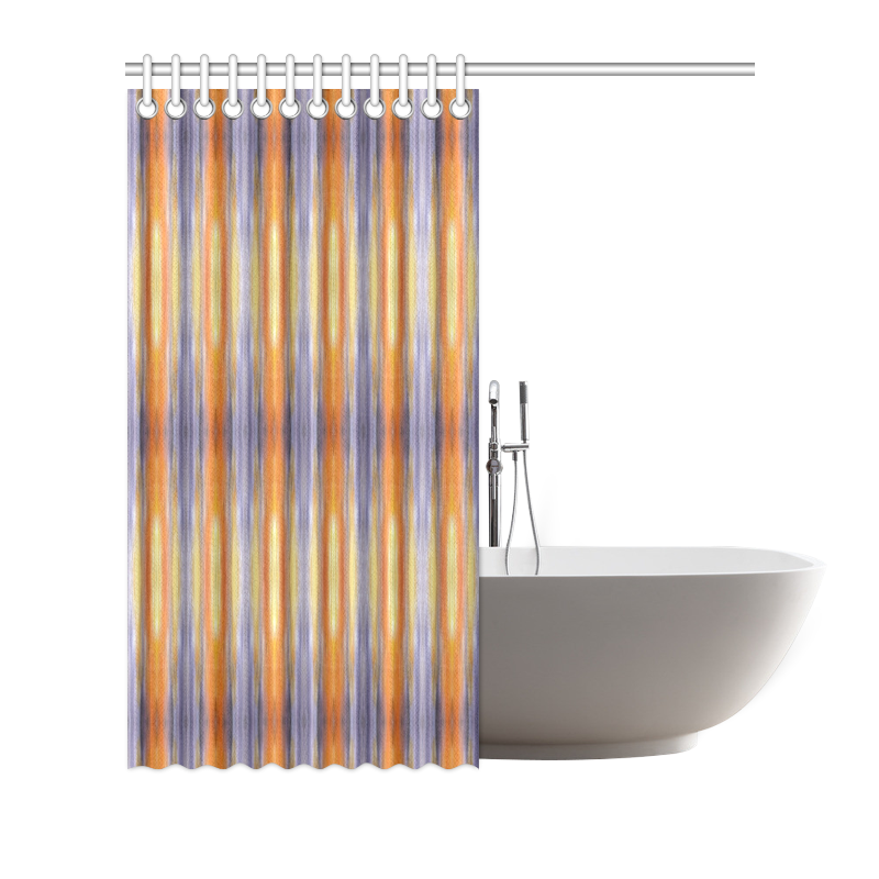 Gray Orange Stripes Pattern Shower Curtain 72"x72"