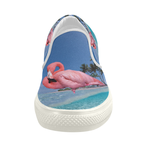 Flamingo and Palms Women's Slip-on Canvas Shoes (Model 019)
