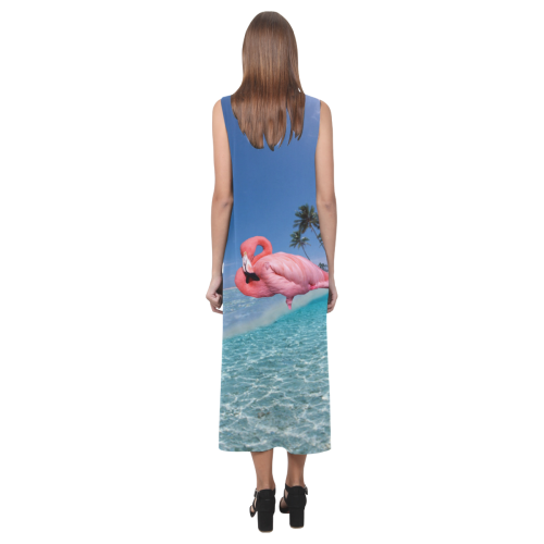 Flamingo and Palms Phaedra Sleeveless Open Fork Long Dress (Model D08)