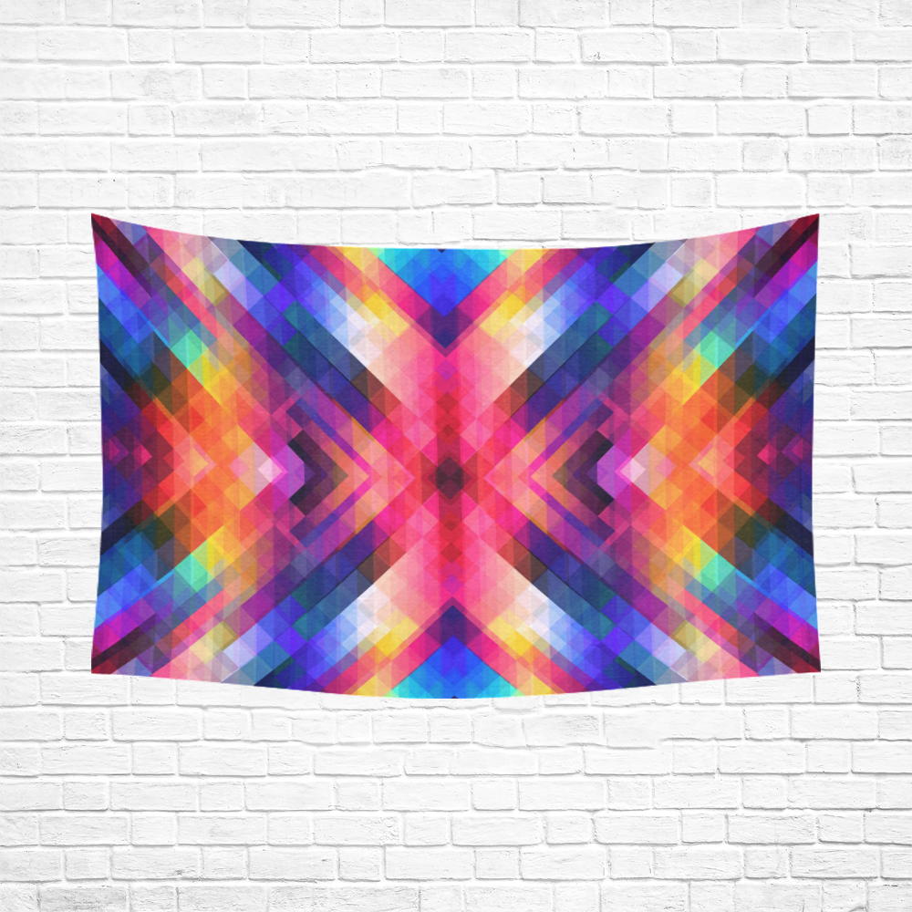 Psycho geometry Cotton Linen Wall Tapestry 90"x 60"