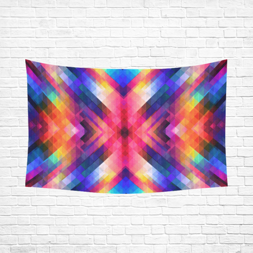 Psycho geometry Cotton Linen Wall Tapestry 90"x 60"