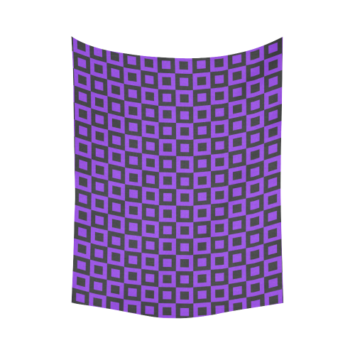 Purple and black squares Cotton Linen Wall Tapestry 60"x 80"
