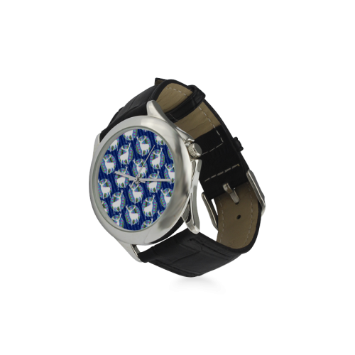 Geometric Deer Retro Pattern Women's Classic Leather Strap Watch(Model 203)