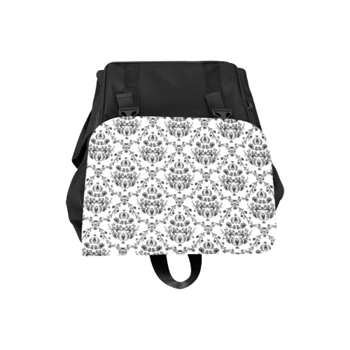 Elegant Vintage Look Black and White Damask Casual Shoulders Backpack (Model 1623)