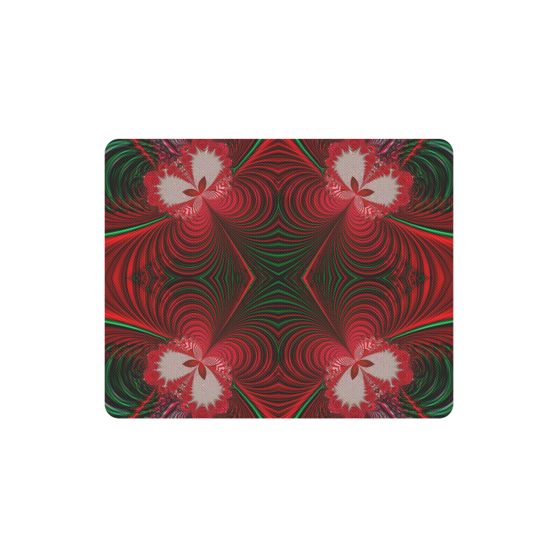 Fractal: Red & Green Christmas Butterfly Rectangle Mousepad