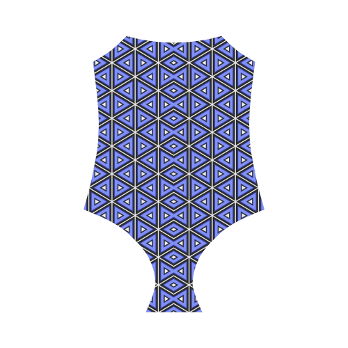 Techno blue triangles Strap Swimsuit ( Model S05)