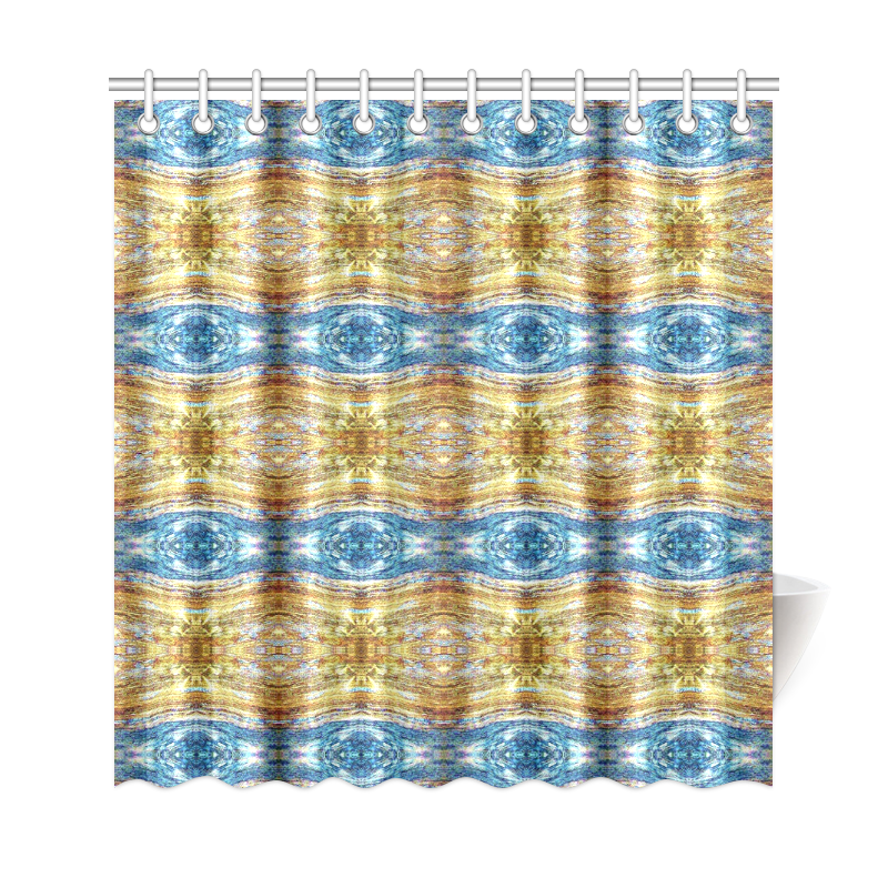 Gold and Blue Elegant Pattern Shower Curtain 69"x72"