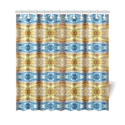 Gold and Blue Elegant Pattern Shower Curtain 69"x72"
