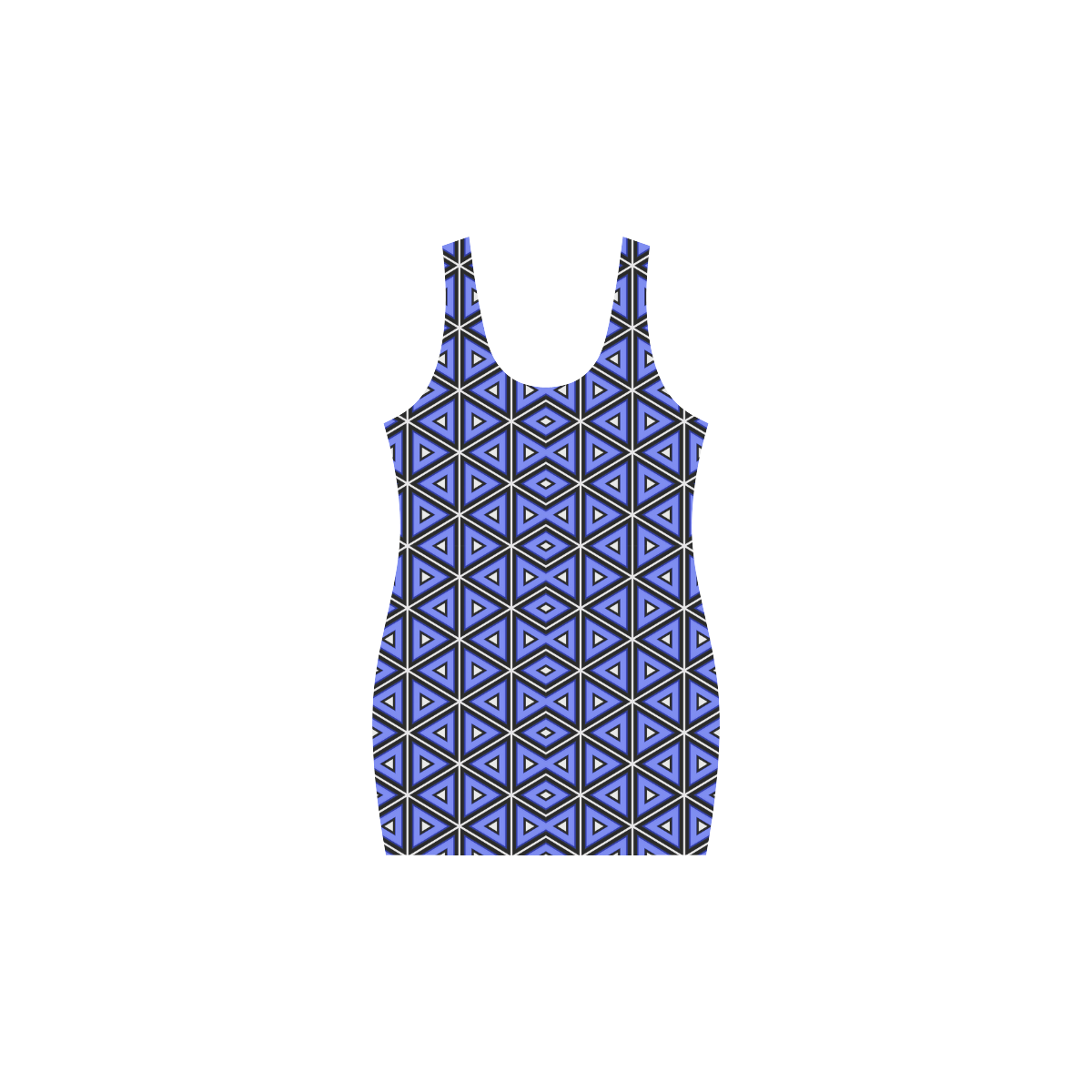 Techno blue triangles Medea Vest Dress (Model D06)