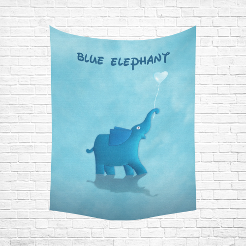 blue elephant Cotton Linen Wall Tapestry 60"x 80"