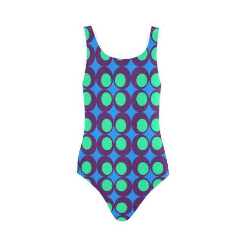 Vintage geometric circles Vest One Piece Swimsuit (Model S04)
