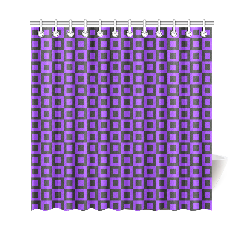 Purple and black squares Shower Curtain 69"x70"