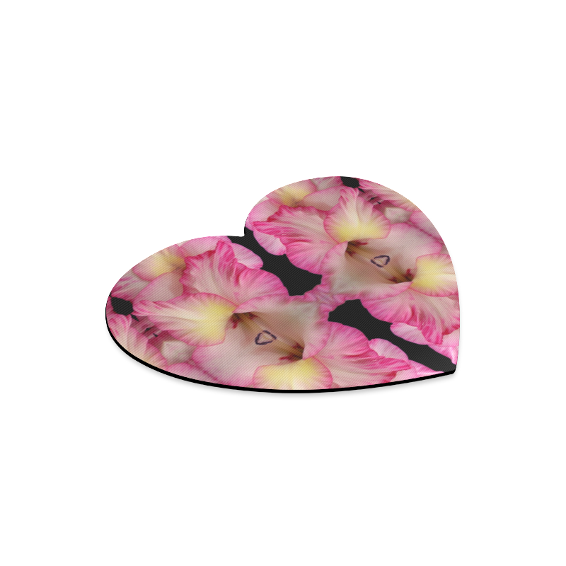 Flowers: Pink and Yellow Gladiolus Heart-shaped Mousepad