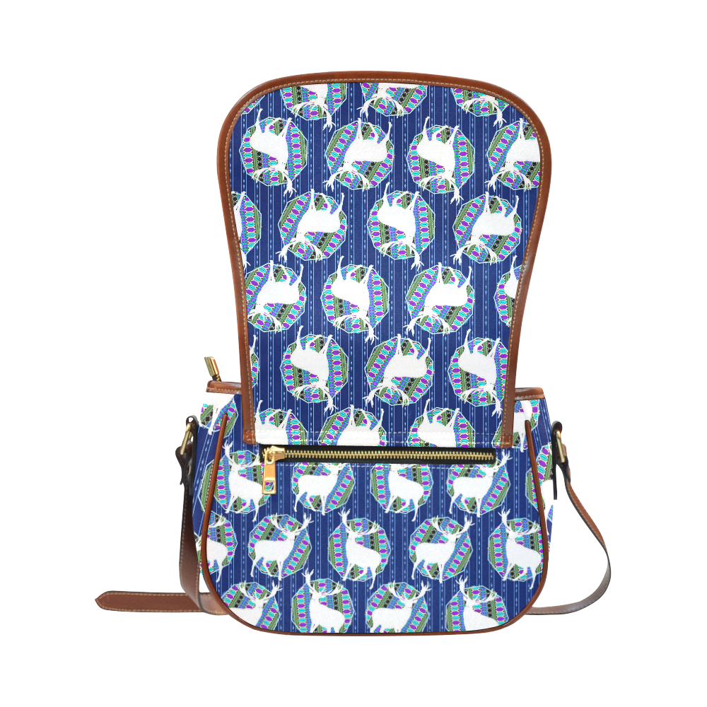 Geometric Deer Retro Pattern Saddle Bag/Small (Model 1649) Full Customization