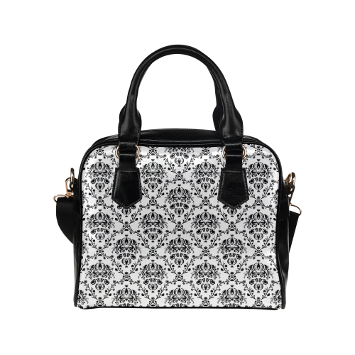 Elegant Vintage Look Black and White Damask Shoulder Handbag (Model ...