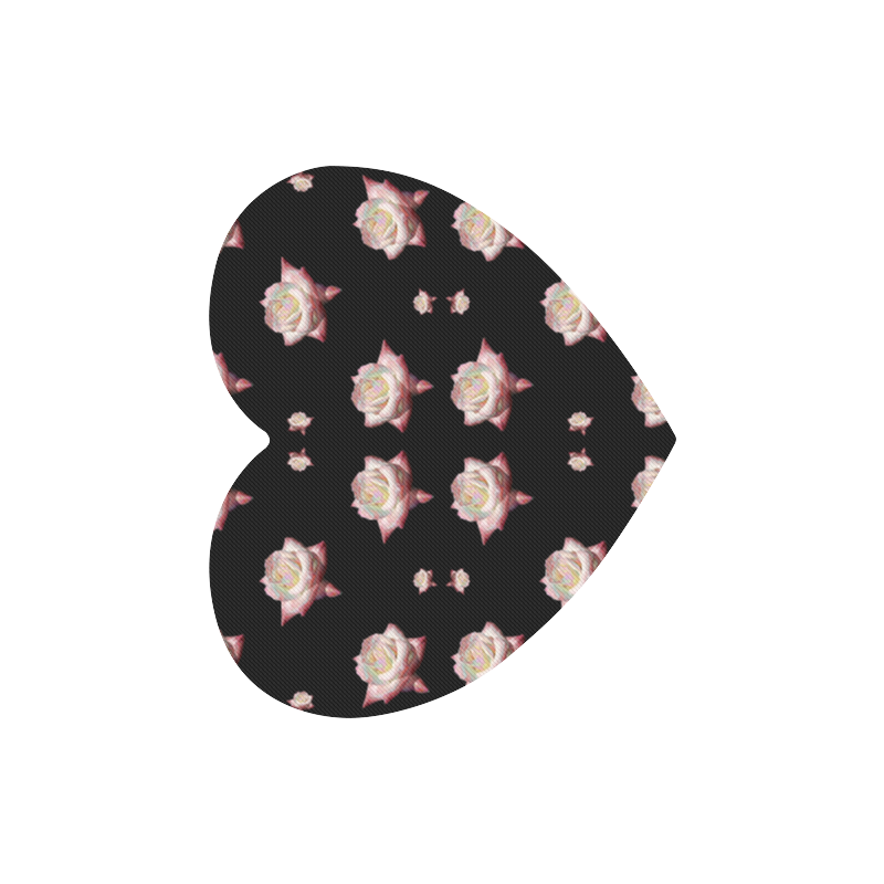 Flowers: Pink Roses with Enameled Effect Heart-shaped Mousepad