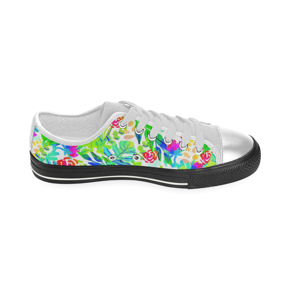 Cute Tropical Watercolor Flowers Women's Classic Canvas Shoes (Model 018)