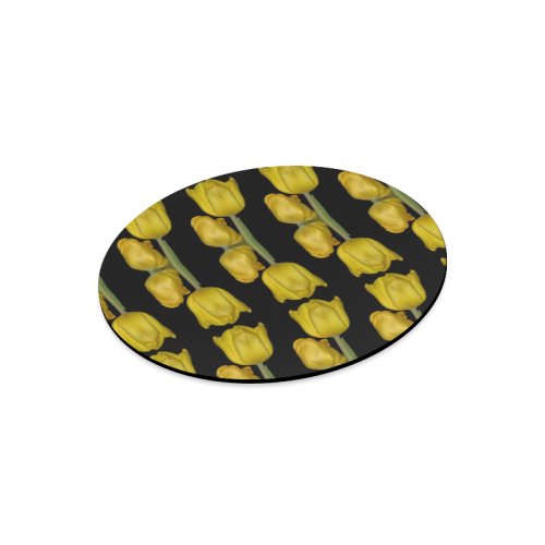 Flowers: Sunny Yellow Tulips Round Mousepad