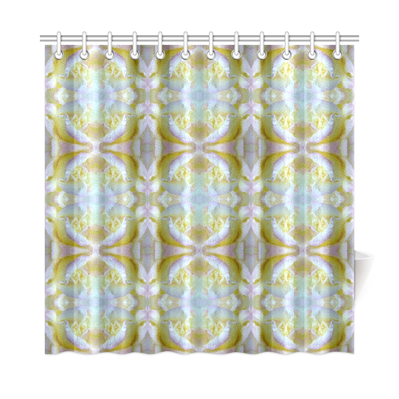 White Yellow  Pattern Shower Curtain 72"x72"