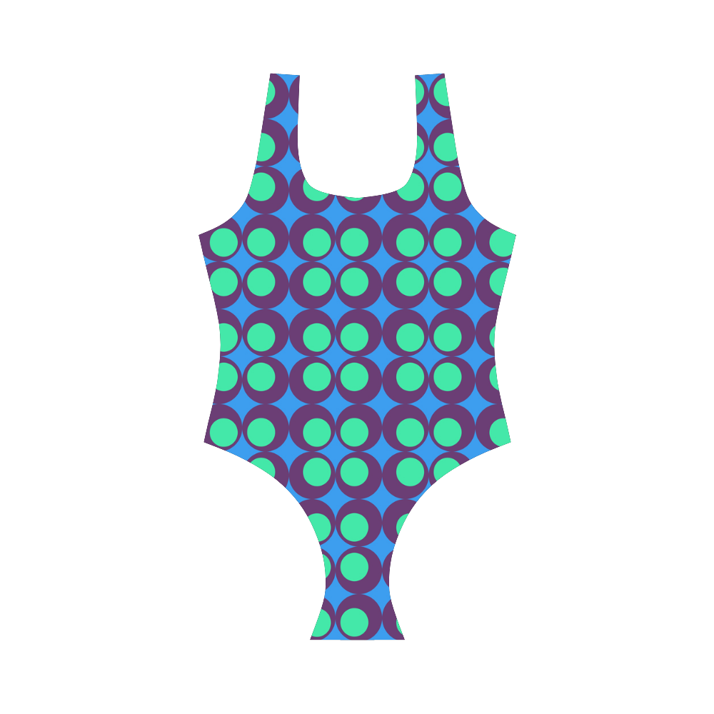 Vintage geometric circles Vest One Piece Swimsuit (Model S04)