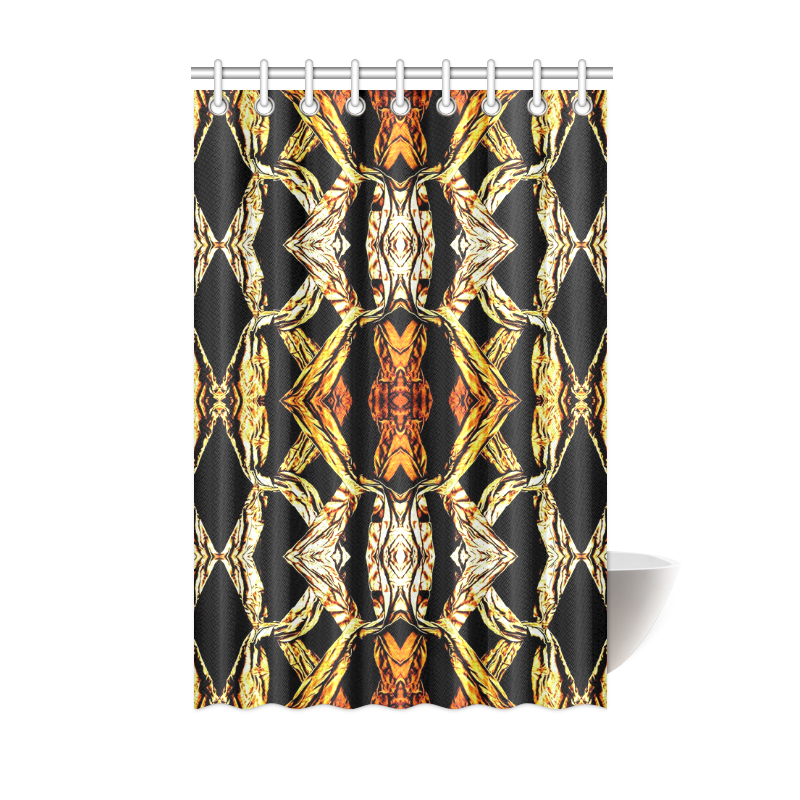 Elegant Oriental Pattern Black Gold Shower Curtain 48"x72"