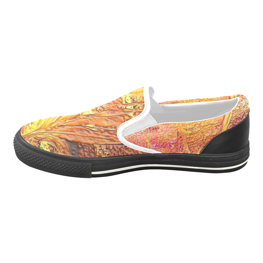 Palm by Nico Bielow (Original Painting) Women's Unusual Slip-on Canvas Shoes (Model 019)