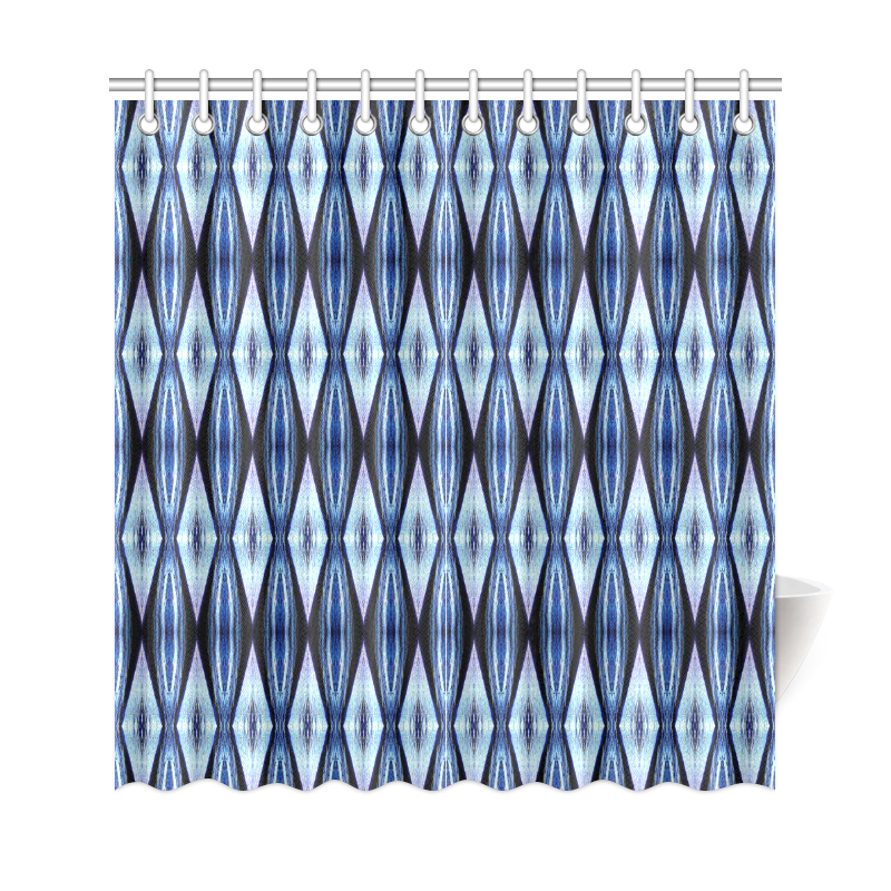 Blue White Diamond Pattern Shower Curtain 69"x72"