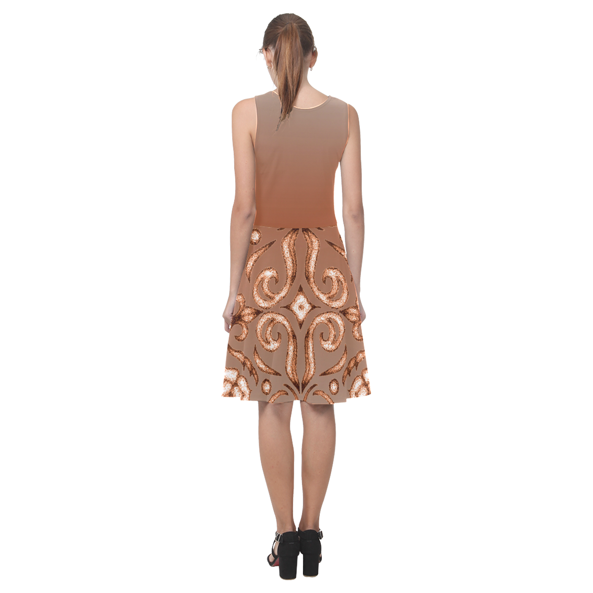 Stained-Glass Quatrafoil in Potter's Clay by Aleta Atalanta Casual Sundress(Model D04)