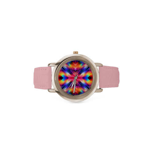 Psycho geometry Women's Rose Gold Leather Strap Watch(Model 201)