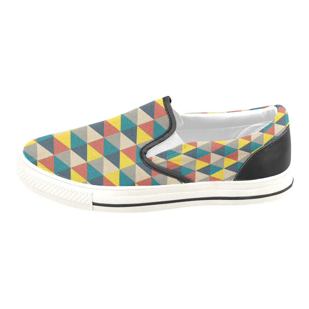 Colorful geometric   - design and vector Women's Unusual Slip-on Canvas Shoes (Model 019)