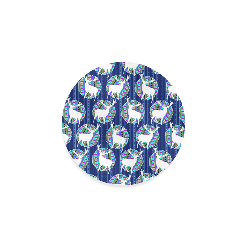 Geometric Deer Retro Pattern Round Coaster