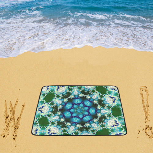 FRACTAL: Frost Covered Roses Beach Mat 78"x 60"