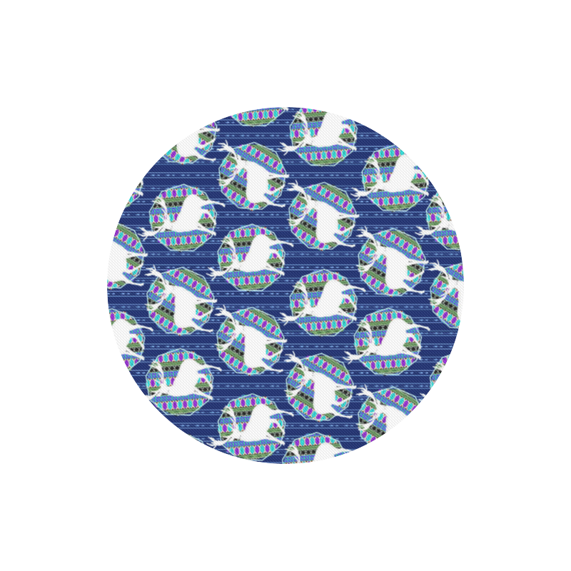 Geometric Deer Retro Pattern Round Mousepad