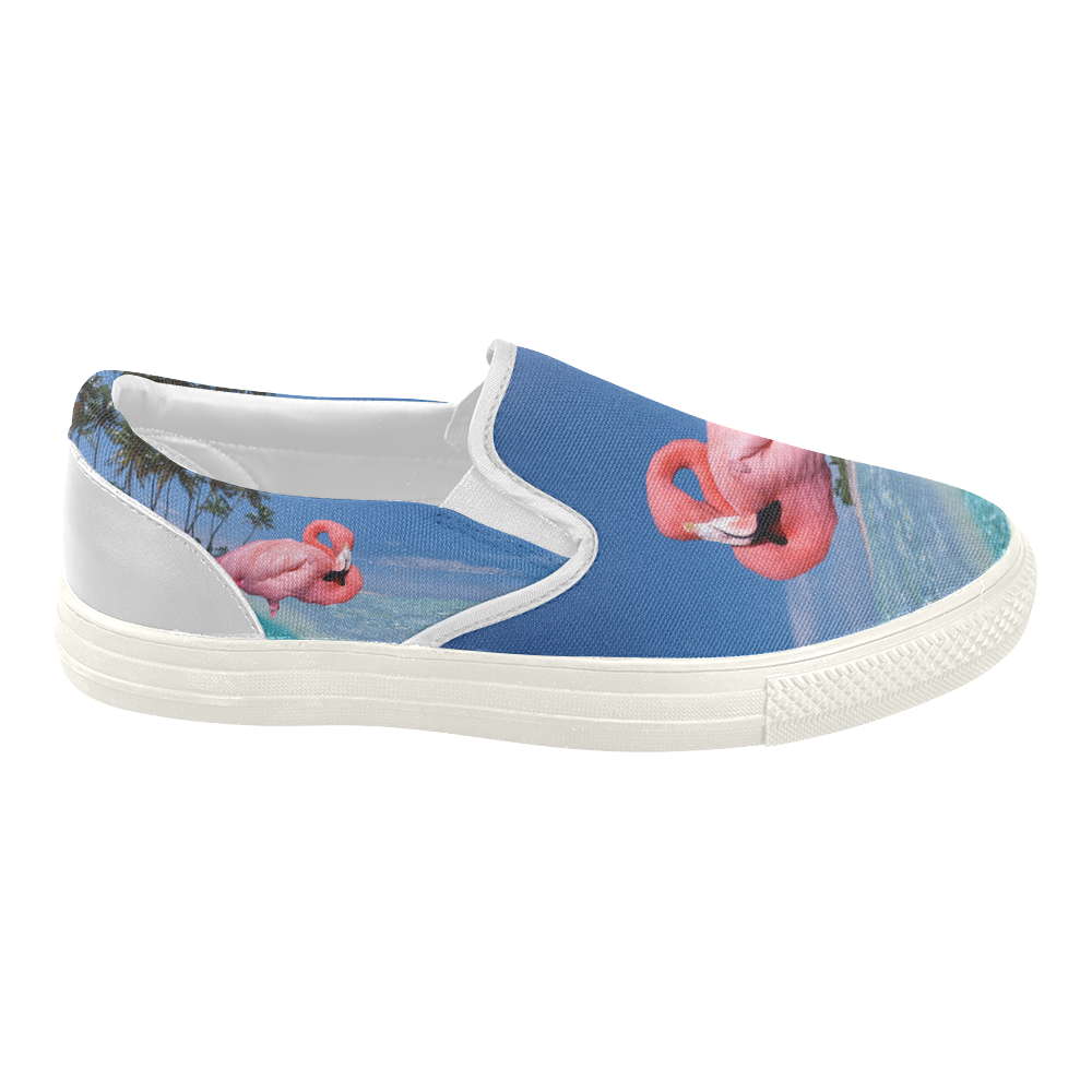 Flamingo and Palms Women's Slip-on Canvas Shoes (Model 019)