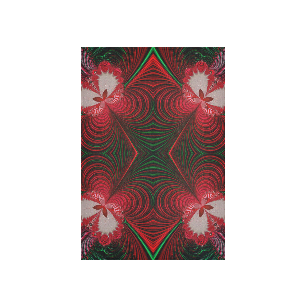 Fractal: Red & Green Christmas Butterfly Cotton Linen Wall Tapestry 40"x 60"