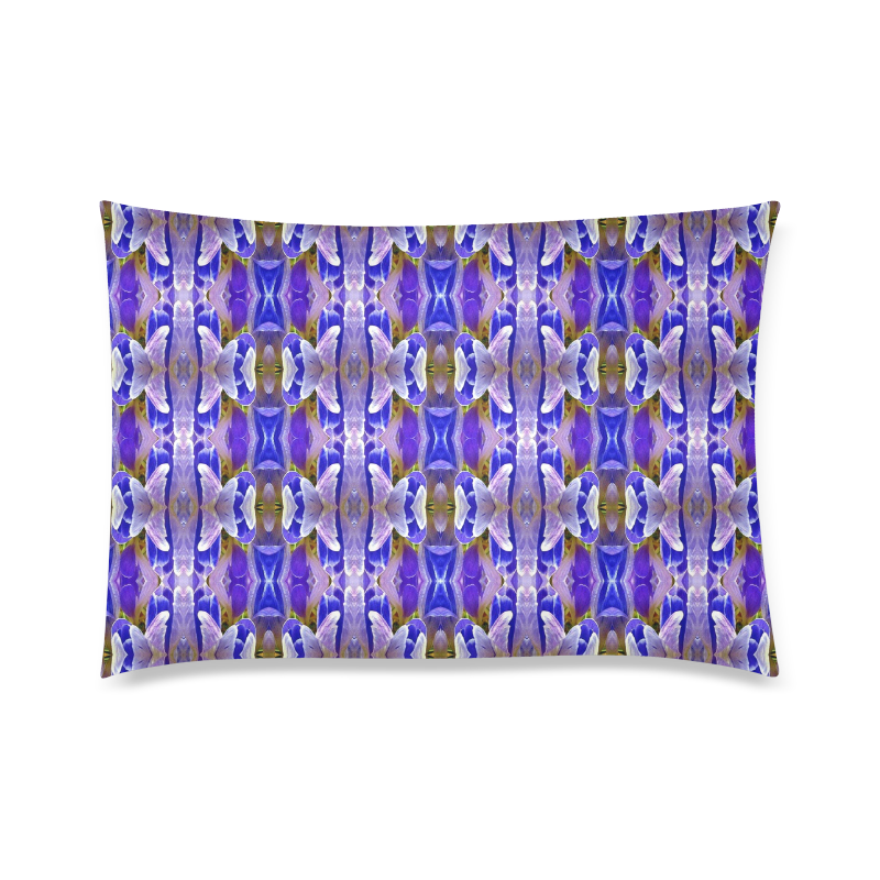 Blue White Abstract Flower Pattern Custom Zippered Pillow Case 20"x30"(Twin Sides)