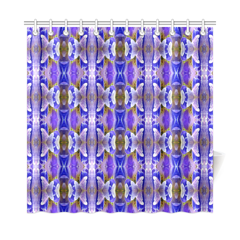 Blue White Abstract Flower Pattern Shower Curtain 72"x72"
