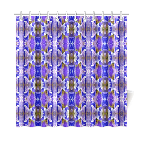 Blue White Abstract Flower Pattern Shower Curtain 72"x72"
