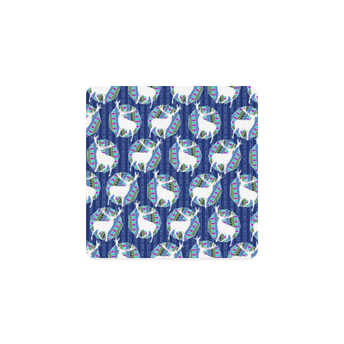 Geometric Deer Retro Pattern Square Coaster