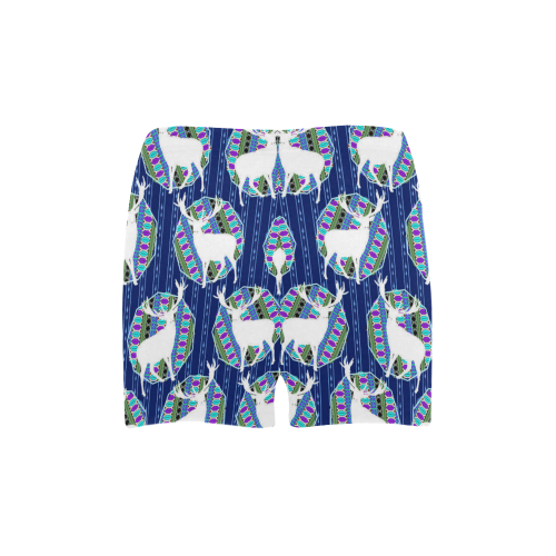 Geometric Deer Retro Pattern Briseis Skinny Shorts (Model L04)
