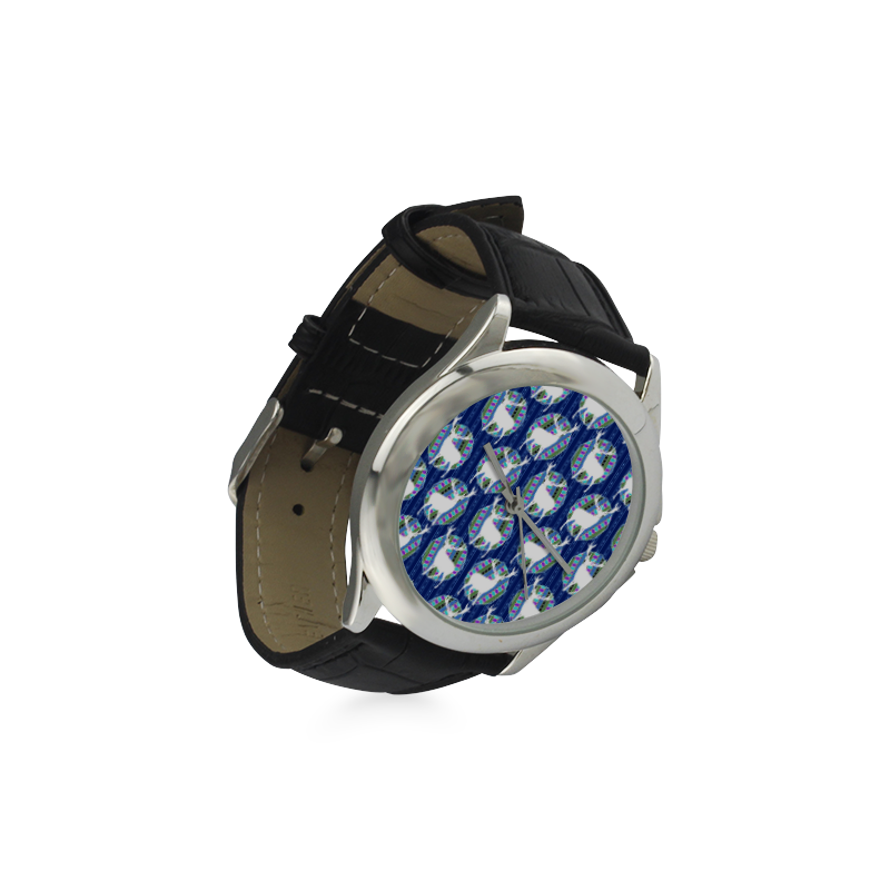 Geometric Deer Retro Pattern Women's Classic Leather Strap Watch(Model 203)