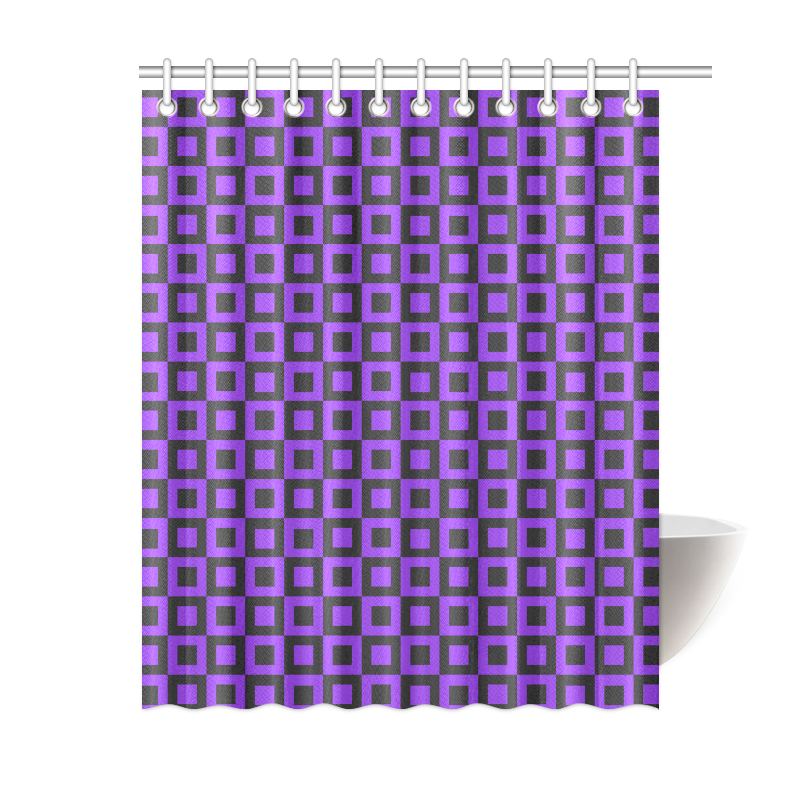Purple and black squares Shower Curtain 60"x72"