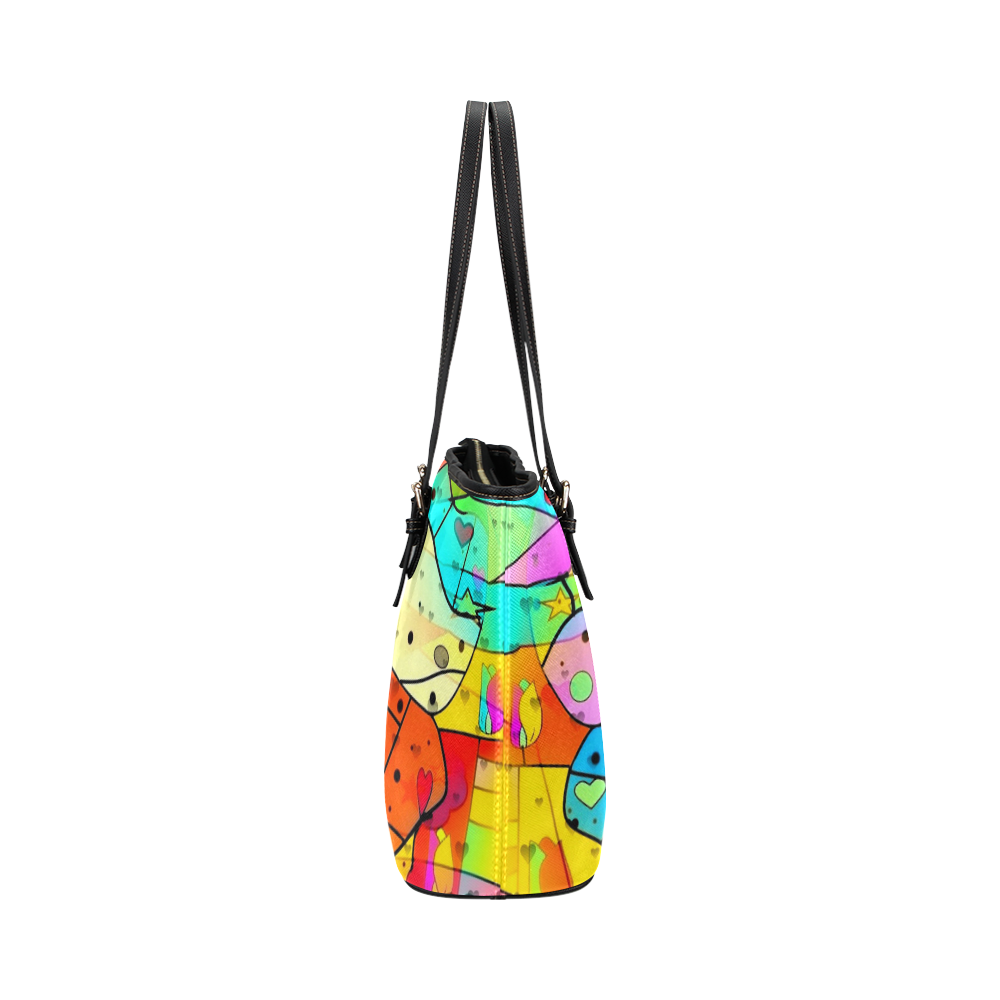 Butterfly Popart by Nico Bielow Leather Tote Bag/Small (Model 1651)