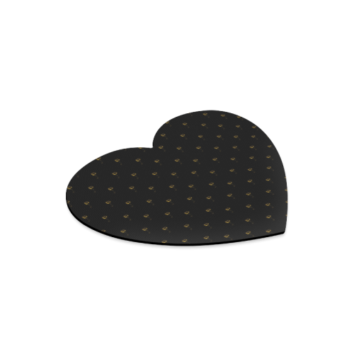 Golden Bells and Ribbons on Black Heart-shaped Mousepad