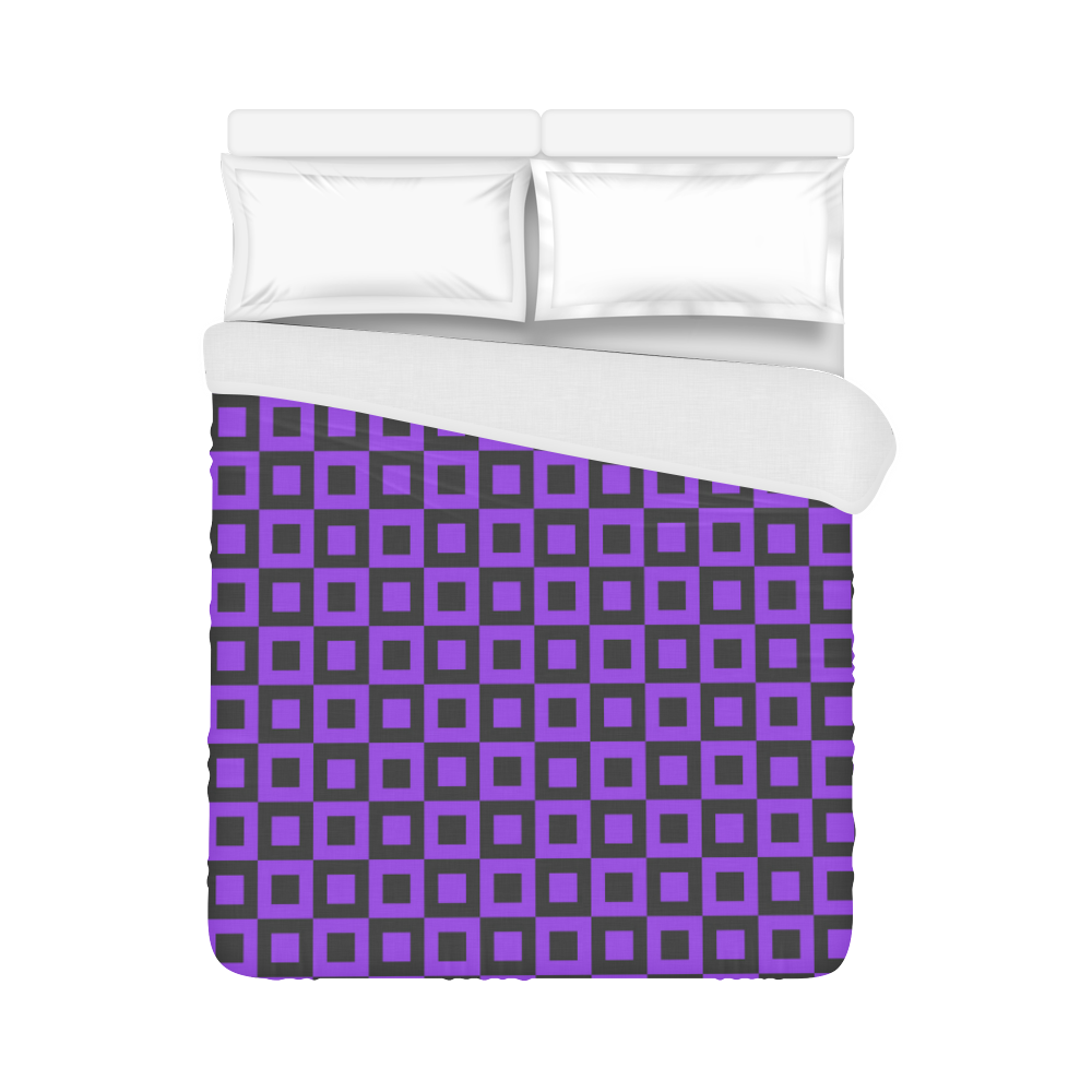 Purple and black squares Duvet Cover 86"x70" ( All-over-print)