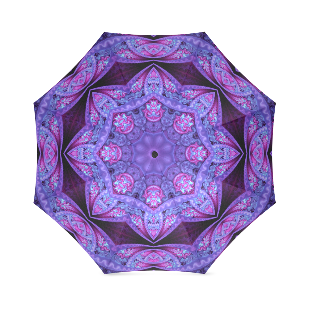 Pink Purple Fractal Mandala Foldable Umbrella (Model U01)