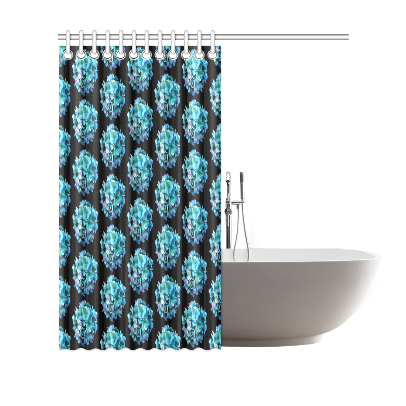 Green Blue Hydrangea Pattern Shower Curtain 69"x70"
