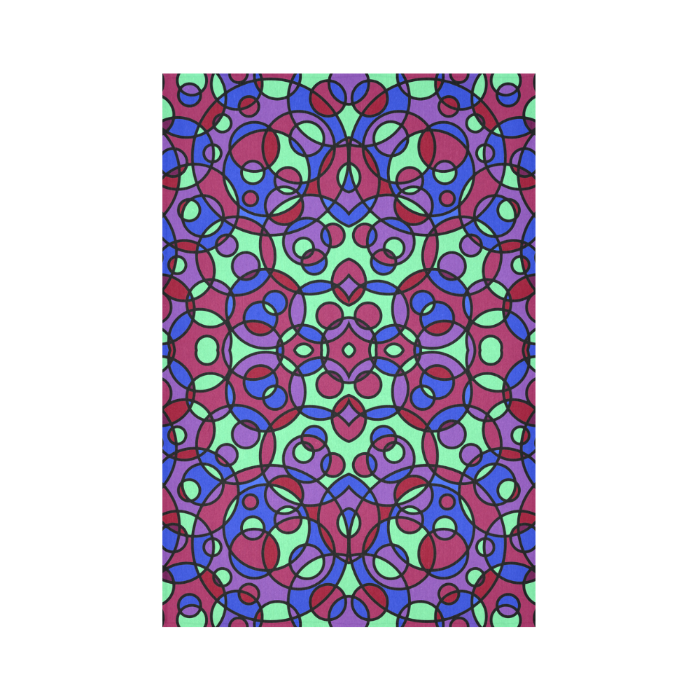 Kaleidoscope circles Cotton Linen Wall Tapestry 60"x 90"