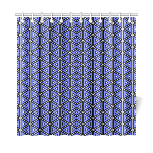 Techno blue triangles Shower Curtain 72"x72"